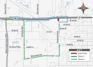 SR 46 Detour Map [Amtrak Station Access]